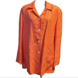 Vintage Susan Bristol  Rayon  Orange Button-Up Jacket 1980’s